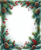 Festive Evergreen Berry Pinecone Border Rug