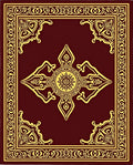 Ornate Red and Gold Emblem Rug