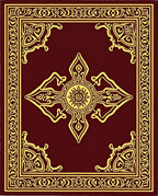 Ornate Red and Gold Emblem Rug