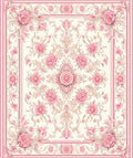 Soft Pink Floral Scrollwork Pattern Rug