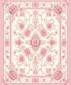 Soft Pink Floral Scrollwork Pattern Rug