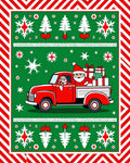 Vintage RedTruck Santa Hat Christmas Snowflakes Rug