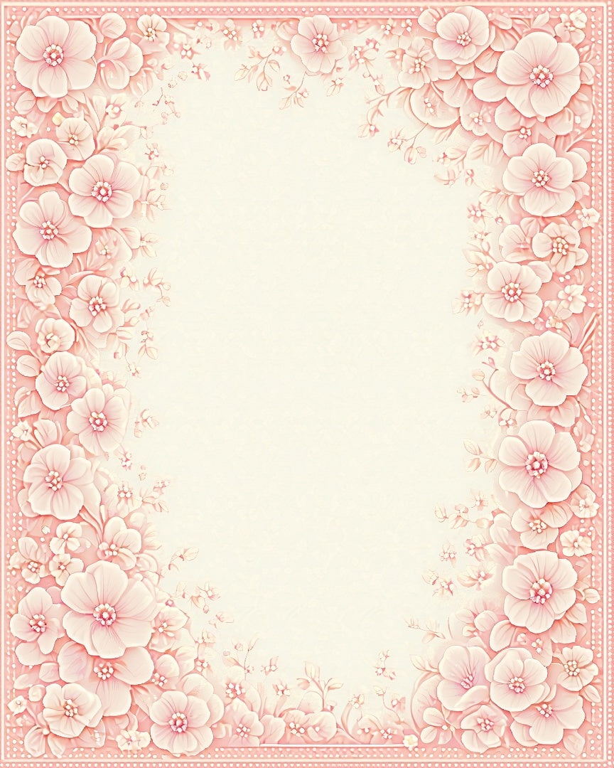 Soft Pink Floral Embossed Border Rug