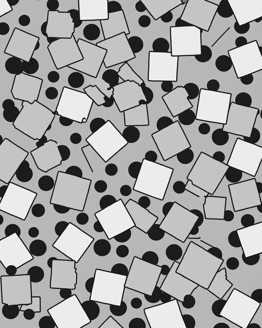 Tangled Squares and Circles Contemporary Design Rug