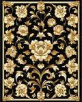 Rich Floral Scrollwork Classic Design Rug