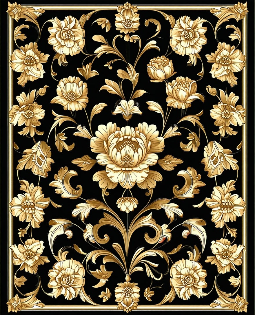 Rich Floral Scrollwork Classic Design Rug