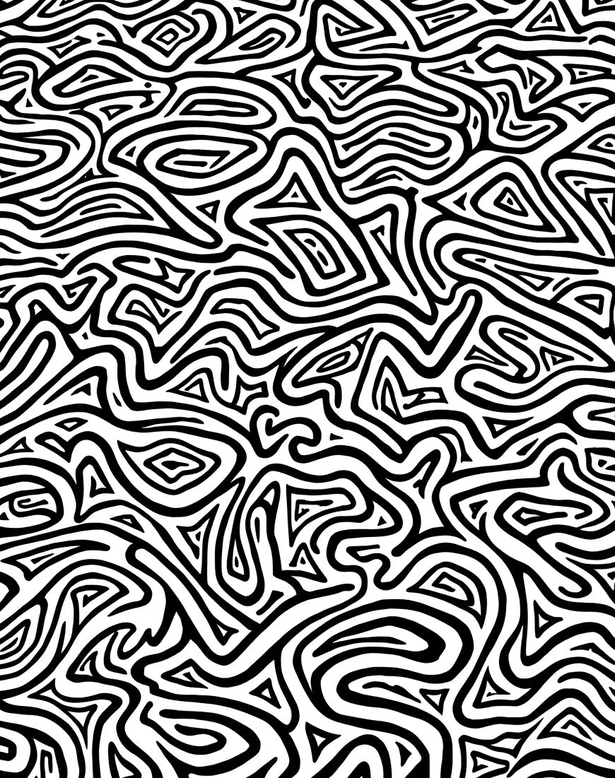 Black White Abstract Maze Design Rug