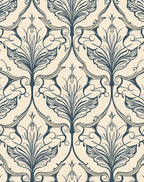 Art Nouveau Floral Damask Ivory Rug