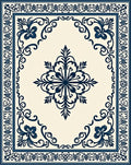 Navy Blue Vintage Floral Medallion Rug