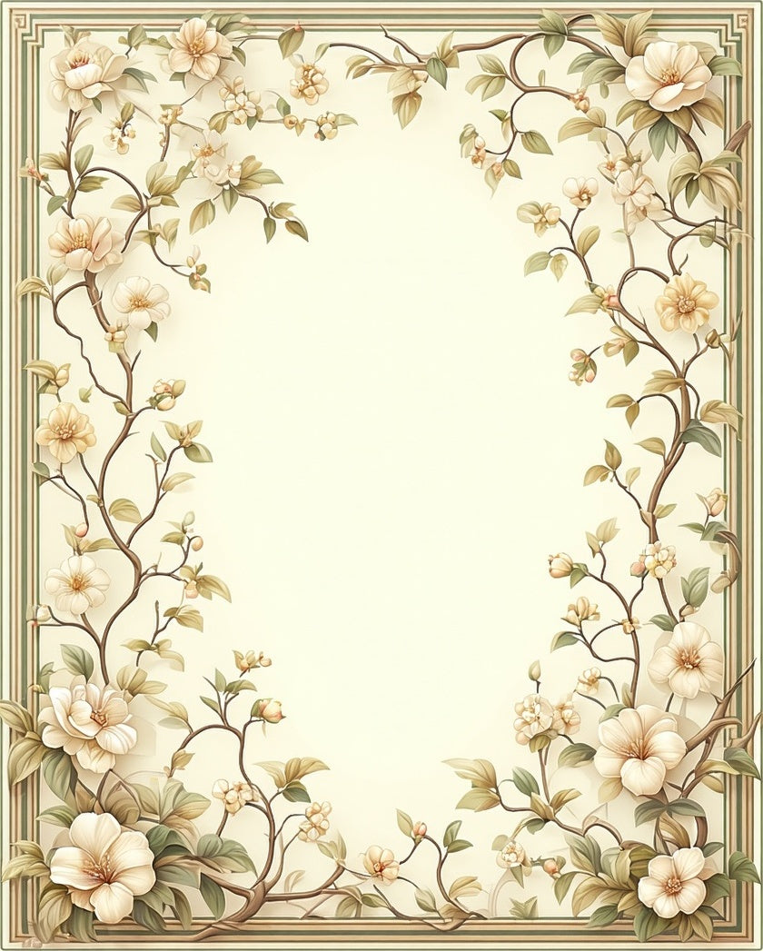 Cream Botanical Vines Decorative Rug