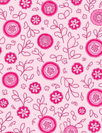 Pink Floral Sketch Pattern Rug