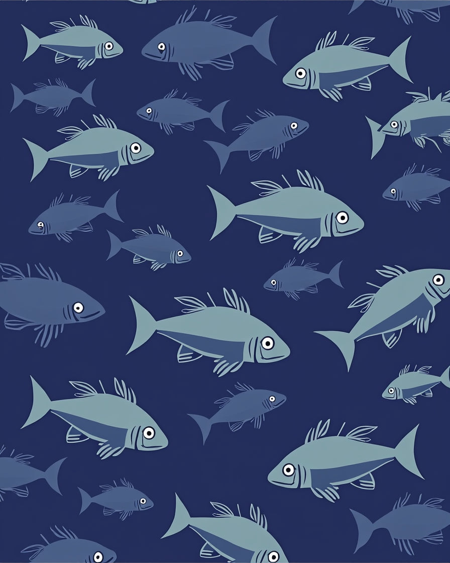 School Of Fish Pattern Design Rug