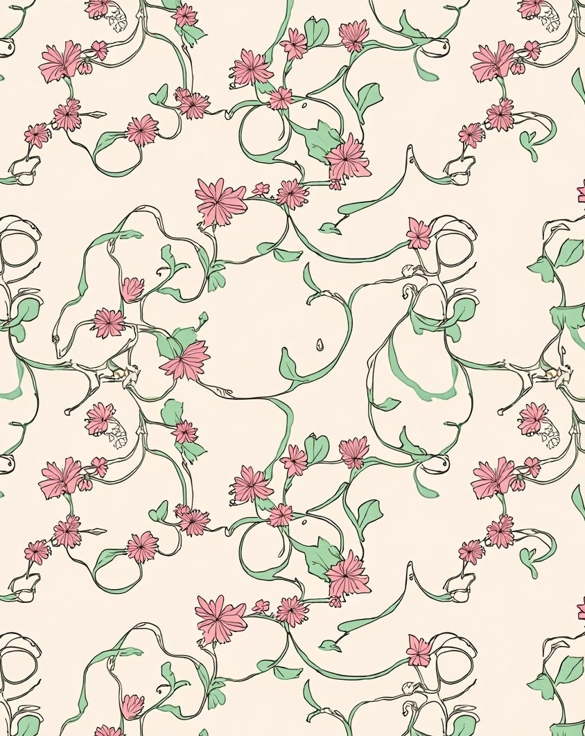 Delicate Floral Vines Pattern Design Rug
