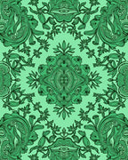 Emerald Green Detailed Floral Medallion Rug
