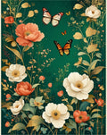 Emerald Garden Floral Butterfly Design Rug