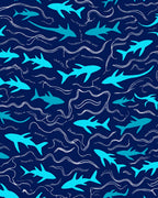 Oceanic Shark Wave Pattern Rug