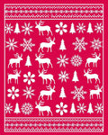 Red White Reindeer Snowflake Trees Rug