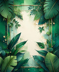 Lush Green Tropical Foliage Design Rug