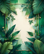 Lush Green Tropical Foliage Design Rug