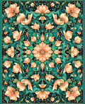 Floral Mandala Emerald Peach Design Rug