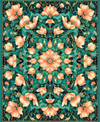 Floral Mandala Emerald Peach Design Rug