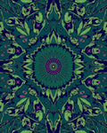 Dark Teal Floral Mandala Pattern Rug