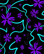 Bold Purple Floral With Teal Swirls Rug