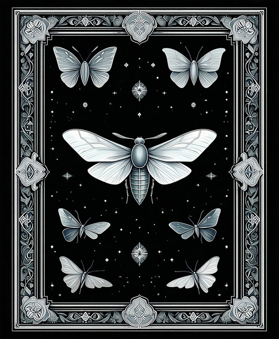 Monochromatic Butterfly Moth Pattern Rug