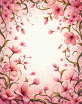 Soft Pink Cherry Blossom Vine Design Rug