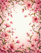 Soft Pink Cherry Blossom Vine Design Rug