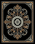 Ornate Black Cream Amber Floral Design Rug