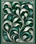 Art Nouveau Swirling Leaf Pattern Rug