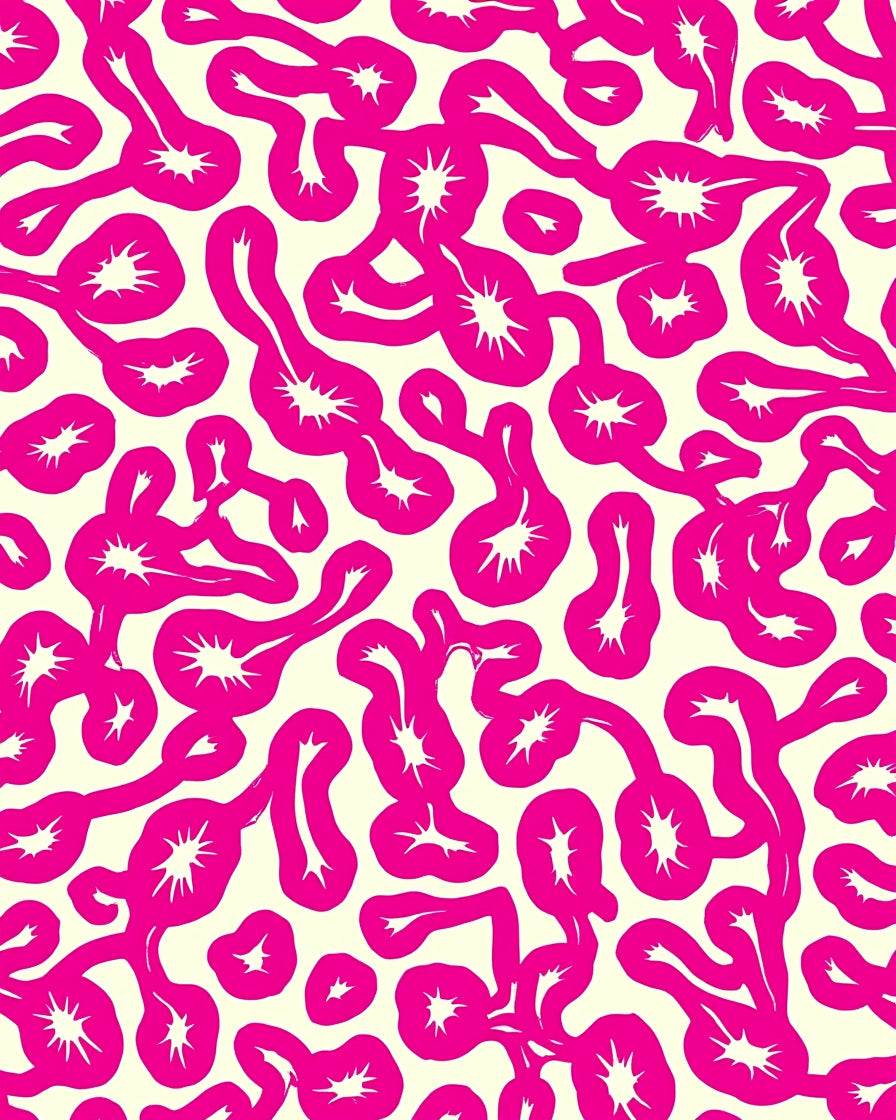 Abstract Organic Pink Swirl Pattern Rug