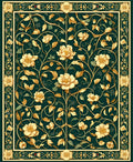 Elaborate Floral Vine Gold Pattern Rug
