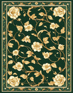 Ornate Gold Floral Vine Design Rug
