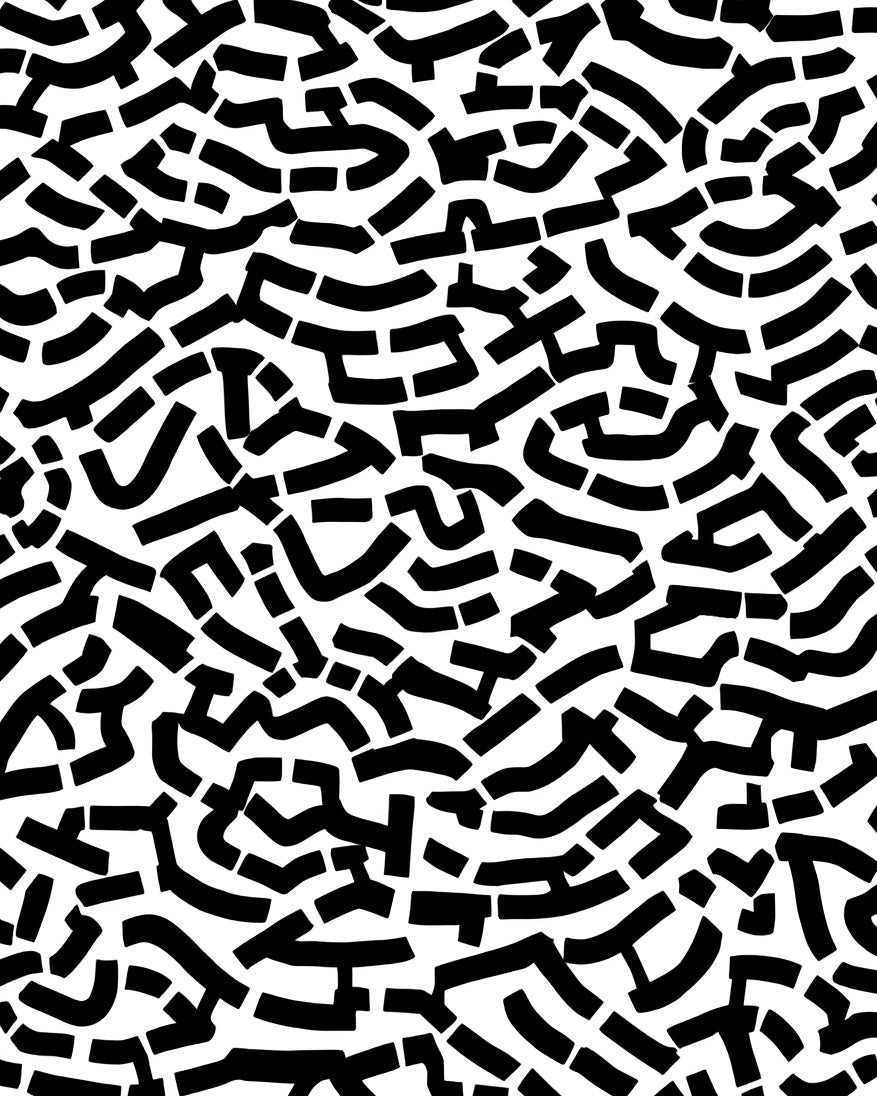 Abstract Black White Maze Design Rug