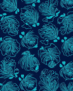 Aqua Floral Detailed Outline Rug