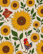 Farmhouse Rooster Sunflower Pattern Rug