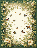 Floral Vines and Butterflies Garden Design Rug