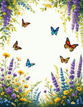 Whimsical Garden Butterflies and Blooms Rug