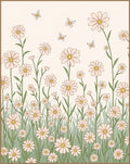 Delicate Daisy Butterfly Field Design Rug