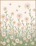 Delicate Daisy Butterfly Field Design Rug