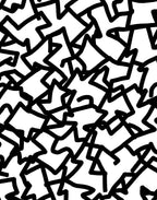 Bold Black Interlocking Abstract Pattern Rug