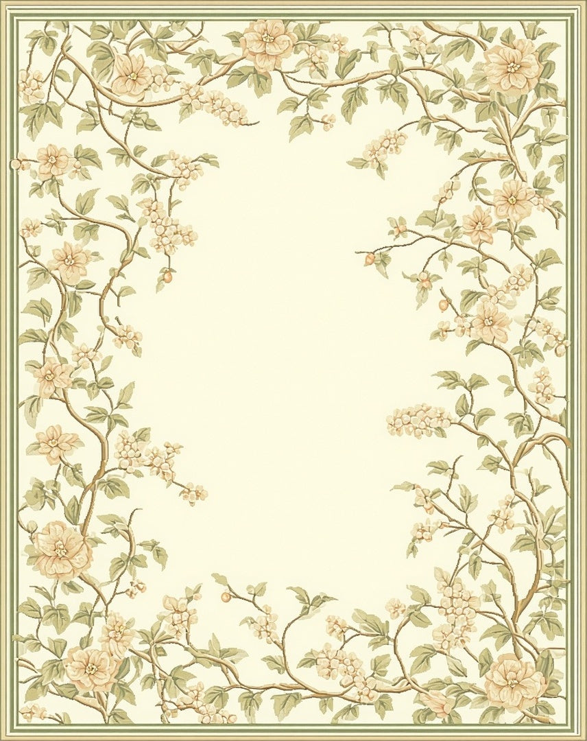 Floral Twig Vine Pattern Rug