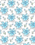 Light Blue Floral Sketch Pattern Rug