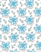 Light Blue Floral Sketch Pattern Rug