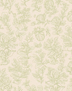 Botanical Floral Outline On Beige Rug