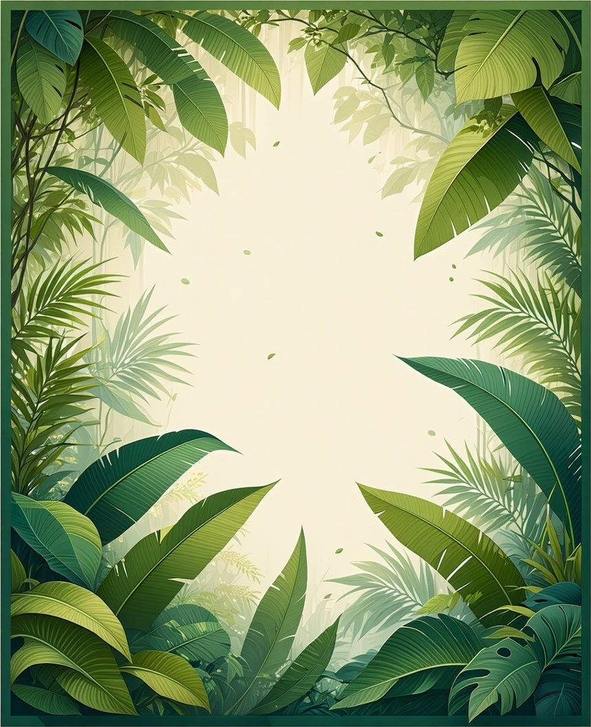 Lush Tropical Jungle Leaf Pattern Rug