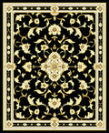 Black Gold Floral Medallion Rug