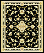 Black Gold Floral Medallion Rug
